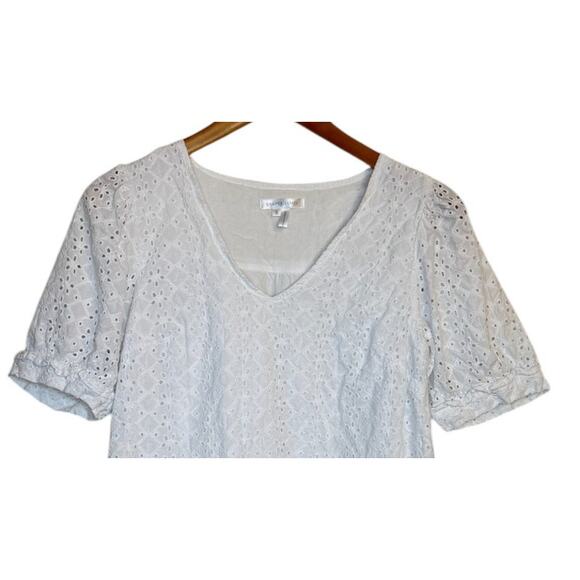 Draper James Top Women Small White Eyelet Cottage Cotton Prairie Feminine - Picture 2 of 8